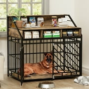 Montary 43.3" Wood Dog Crate w/ Divider, 2 Doors & 3 Drawers - Indoor Kennel for Large Breeds, Living/Bedroom