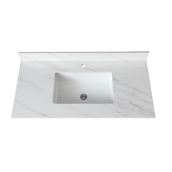 Montary Marble White 43 Inch with Undermount Sink and Backsplash Bathroom Vanity Top(only vanity top)