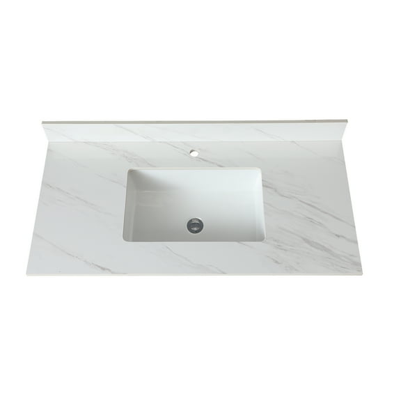 Montary Marble White 43 Inch with Undermount Sink and Backsplash Bathroom Vanity Top(only vanity top)