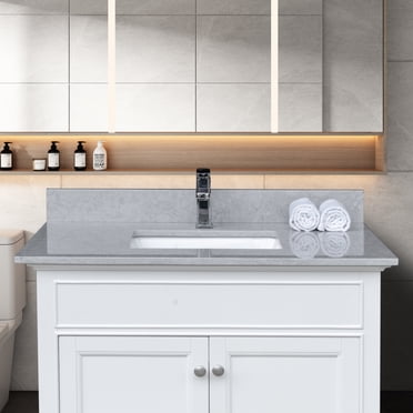 43" Bathroom Vanity Top with Ceramic Undermount Sink & Backsplash ...