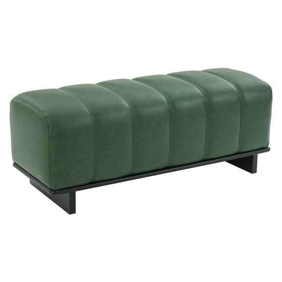 Montary 49" L Green PU Upholstered Indoor Dining Bench, Rubber Wood & Plywood Frame, 250 lbs Capacity for Dining Room & Living Area