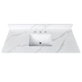 thumbnail image 1 of Montary 49-inch Quartz Bathroom Vanity Top with Undermounted Ceramic Sink & 4 Inch High Backsplash, 3/4" Thick Quartz Stone Vanity Sink Tops with 3 Pre-Drilled Holes, Calacatta White, 1 of 7