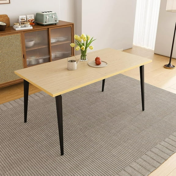 Montary 63" Modern Dining Table, Kitchen & Dining Room Table with Wooden Top & Iron Legs, Rectangular Table for Living Room or Patio(Table Only)