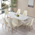 thumbnail image 1 of Montary 7-PC Sintered Stone Dining Set w/ 6 Chairs | Marble-Design & Modern Style | White for Kitchen/Dining Room, 1 of 8