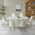 thumbnail image 1 of Montary 7 Piece Dining Room Set, Modern Dining Table and Chairs Set, Sintered Stone Dining Table Set for 6, White Marble Dining Table with 6 Chairs for Kitchen, Dining Room, 1 of 9