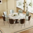 thumbnail image 1 of Montary 9 Piece Modern Dining Table Set of 8, Round 59" D Faux Marble Dining Table with Lazy Susan, Sintered Stone Top and Stainless Steel Tree Branch Base Dining Room Table with 8 Dining Chairs, 1 of 8