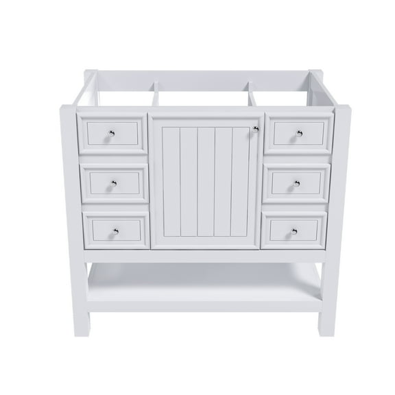 Montary Bathroom Vanity 36" Without Sink, with Cabinet and 3 Drawers, Solid Wood Frame, White(Only Base)