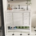 thumbnail image 1 of Montary Bathroom Vanity Set 37" with Carrara White Marble Top, Modern Cabinet with Doors and Drawer, Three Faucet Hole, 1 of 8