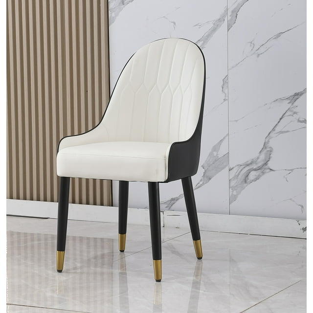 Montary 2Pack Mid Century Modern Leather Dining Chairs, Black with