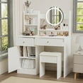 thumbnail image 1 of Montary Fashion Vanity Desk with Mirror and Lights for Makeup and Cushioned Chair, Vanity Mirror with Lights and Table Set with 3 Color Lighting Brightness Adjustable,Dressing table, White Color, 1 of 5