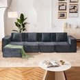 thumbnail image 1 of Montary L-Shaped Modular Sectional Sofa, 4-Seater with Ottoman, Striped Corduroy Fabric, High-Density Foam For Home, Apartment, Office (Dark Gray), 1 of 8
