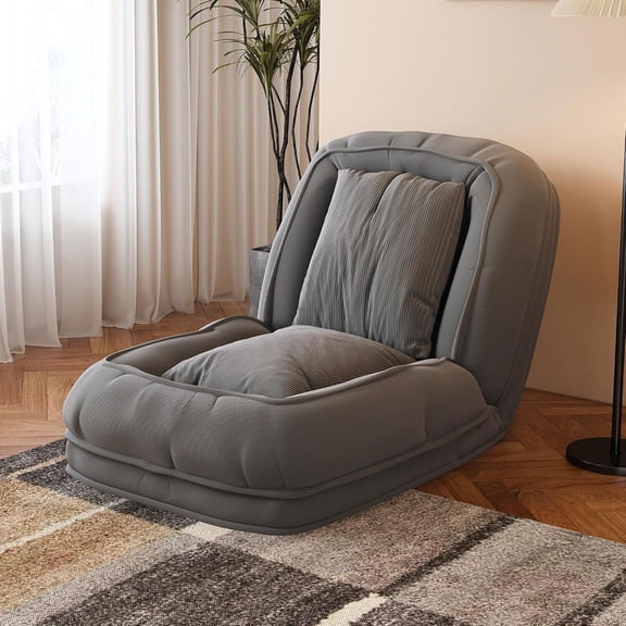Montary Multifunctional Foldable Lazy Sofa Bed - 5-Position Ergonomic Design with 2 Soft Pillows, Shared Lounger for Adults & Pets, for Living Room, Bedroom, and Reading Nook (Grey)