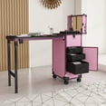 thumbnail image 1 of Montary Pro Portable Nail Table w/ LED Mirror, Lockable Drawers & Storage for Salons (Pink), 1 of 13
