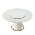 thumbnail image 1 of Montary Round Dining Table,Modern Turntable Marble Dining Table with Lazy Susan,Sintered Stone Tabletop Dining Room Table for 8,White Lotus Terrace Pedestal, 1 of 6