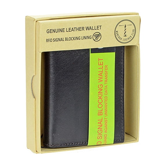 Montauk Leather Club Men's RFID Signal Blocking High Capacity Wallet Card Case