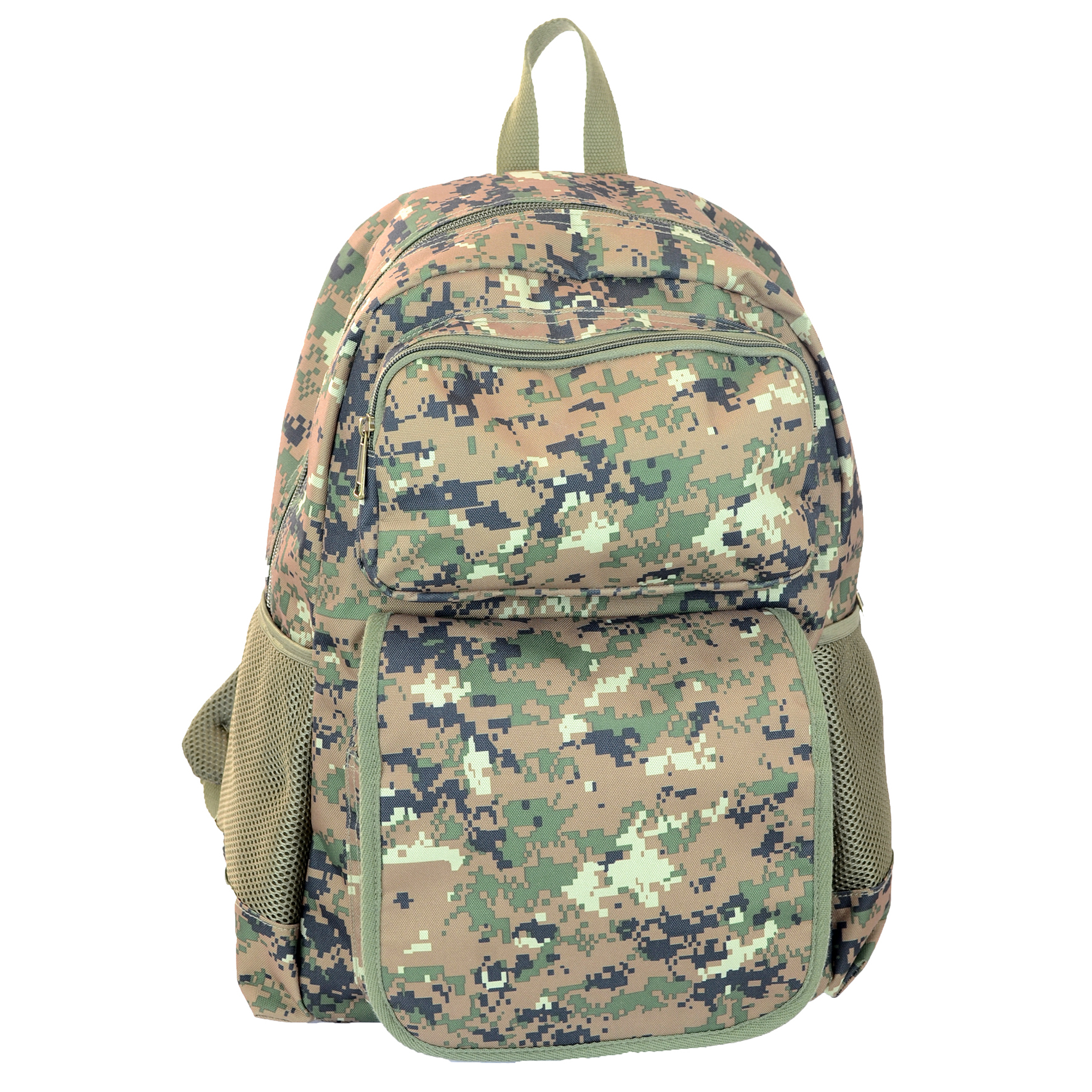 Montauk Leather Club Military Camouflage Woodland Print Water Resistant Backpack with 1Front Zipper Pocket and 1 Velcro Flap Zipper Pocket - image 1 of 4