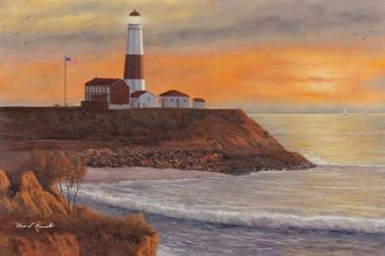 Montauk Lighthouse Sunset Canvas Art - Diane Romanello (24 x 36)