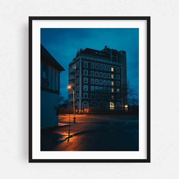 Montauk at Night - Montauk New York Photography Architecture Night Sky City Street Photography Vintage Nightlife Black Framed Wall Art Print 6 x 8 inches
