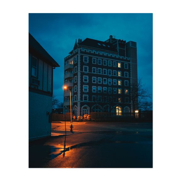 Montauk at Night - Montauk New York Photography Architecture Night Sky City Street Photography Vintage Nightlife Unframed Wall Art Print 9 x 12 inches