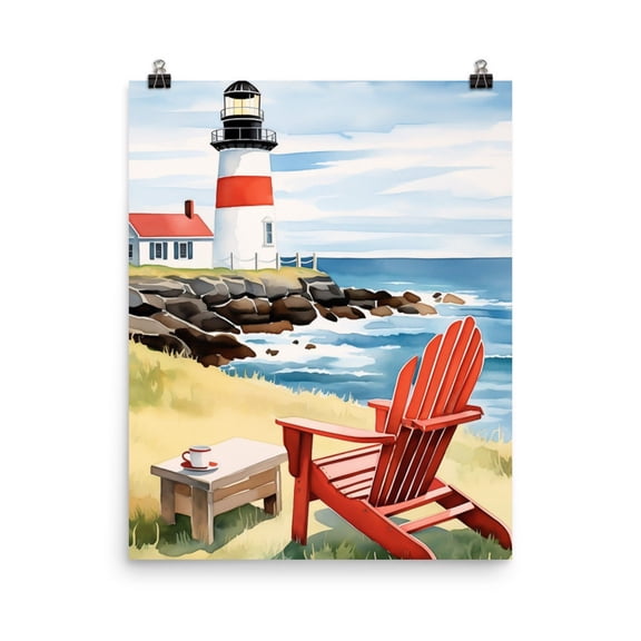 Montauk Point Lighthouse Print, Long Island Coastal Wall Art, New York Travel Poster, Hamptons Decor, Seaside Artwork, Home Decor #3422, Unframed Poster Size 8x12