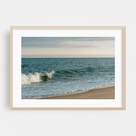 Montauk Waves - Montauk New York Photography Beach Ocean Waves Coast Nature Minimalist Scenic Oak Framed Wall Art Print 12 x 16 inches