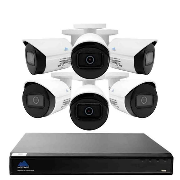 Montavue-8 Channel Surveillance System w/ 6 2K 4 Megapixel IP Bullet Cameras, 2TB HDD
