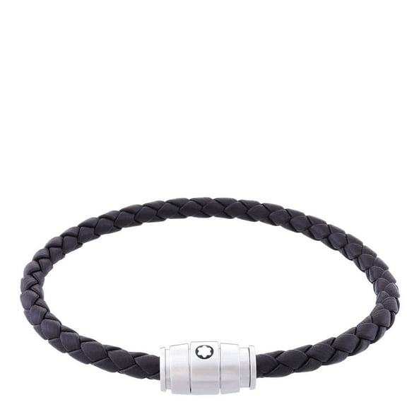 Montblanc Black Woven Leather Bracelet, Size 68
