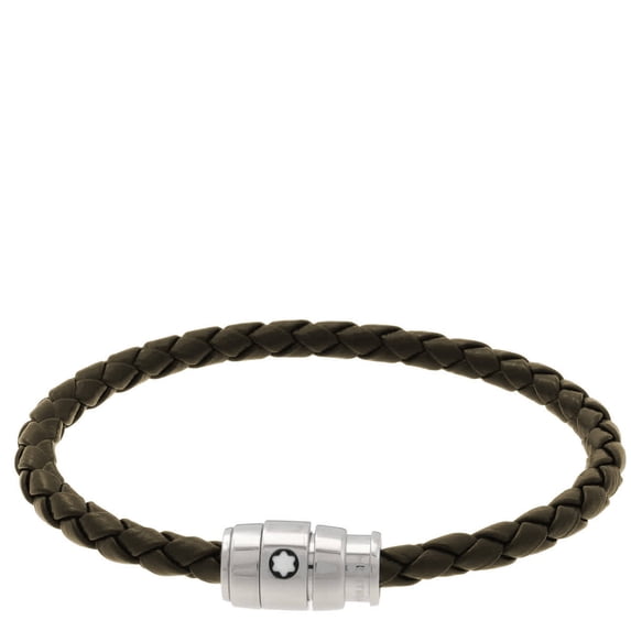 Montblanc Khaki Woven Leather Bracelet, Size 60