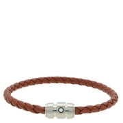 Montblanc Meisterstuck Steel & Rust Leather Bracelet, Size 60