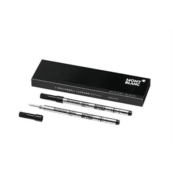 Montblanc Rollerball LeGrand Refills (B) Mystery Black 113840 / Pen Refills for Meisterstück LeGrand Rollerball Pens with a Broad Tip / 2 x Black Pen Cartridges