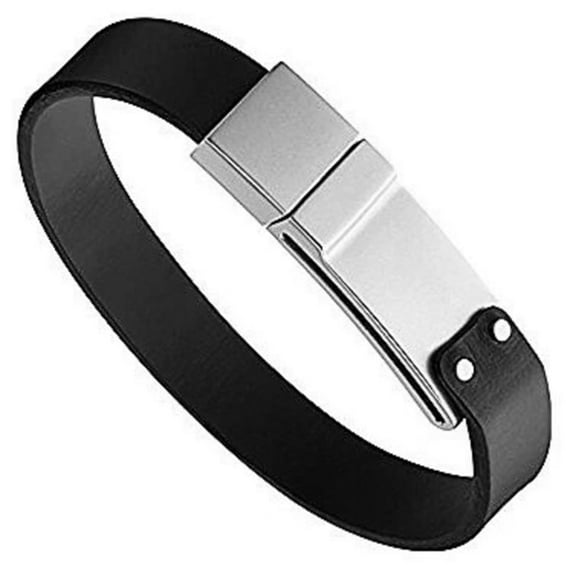 Montblanc Stainless Steel Leather Bracelets, Size Small