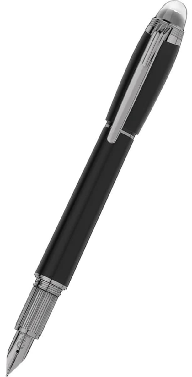 Montblanc Star Walker Black Mystery Fountain 14k White Gold Nib Pen 104224
