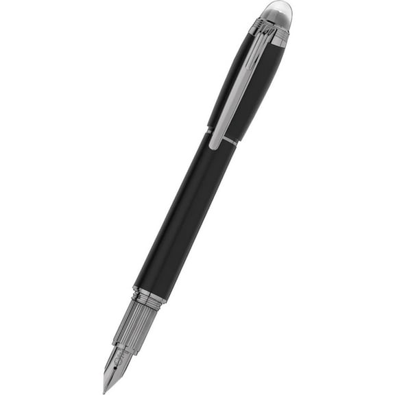 Montblanc Star Walker Black Mystery Fountain 14k White Gold Nib Pen 104224