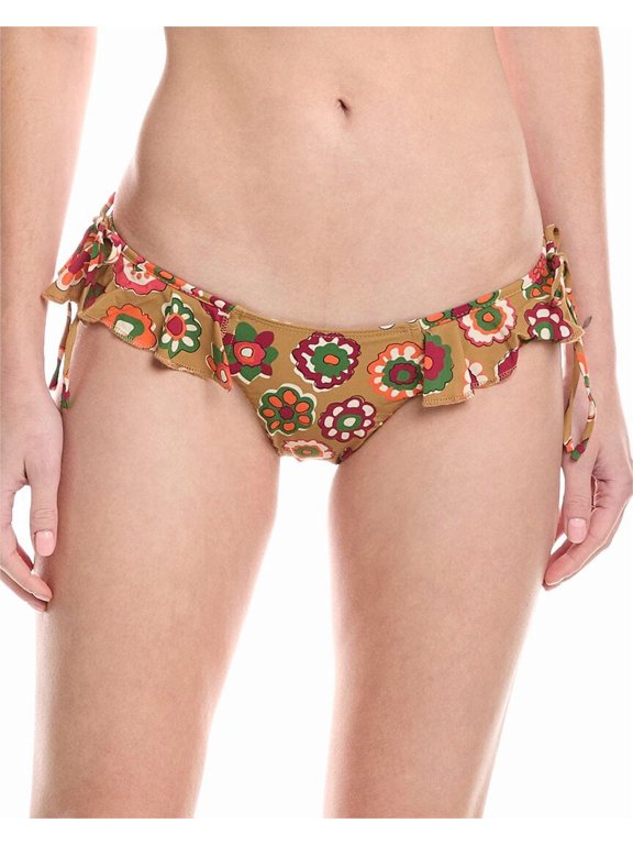 womens Uno Ruffle Bows Bikini Bottom, XL, Brown
