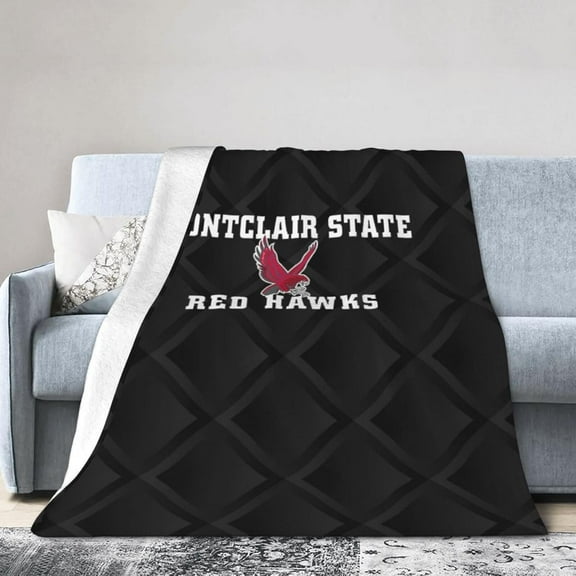 Montclair State University Logo Fleece Blanket, Very Soft Microfiber Flannel Blanket for Couch Warm and Cozy for All Seasons, Black