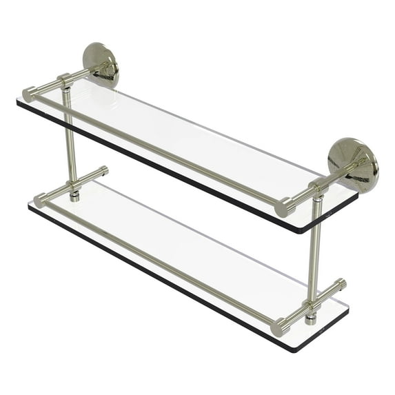 Monte Carlo 22-in Double Glass Shelf with Gallery Rail in Polished Nickel