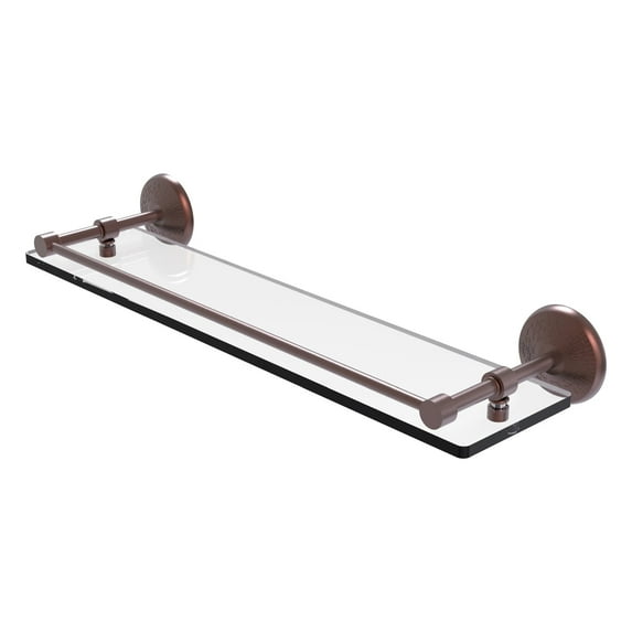 Monte Carlo 22-in Tempered Glass Shelf with Gallery Rail in Antique Copper