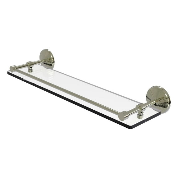 Monte Carlo 22-in Tempered Glass Shelf with Gallery Rail in Polished Nickel