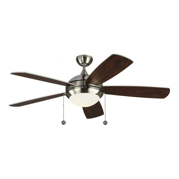 Monte Carlo 5DIC52BSD-V1 Discus Classic 52" Ceiling Fan with Advanced LED Light and Pull Chain, 5 Blades, Brushed Steel