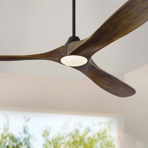 Monte Carlo 70" Maverick Max Walnut Large LED Ceiling Fan with Remote Control