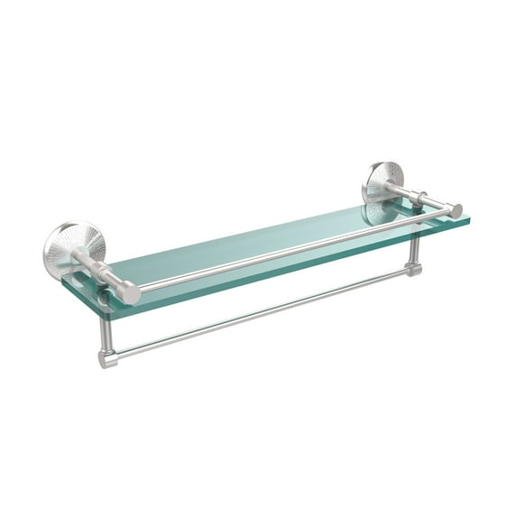 Monte Carlo Collection Gallery Rail Glass Shelf with Towel Bar - Satin Chrome / 22 Inch