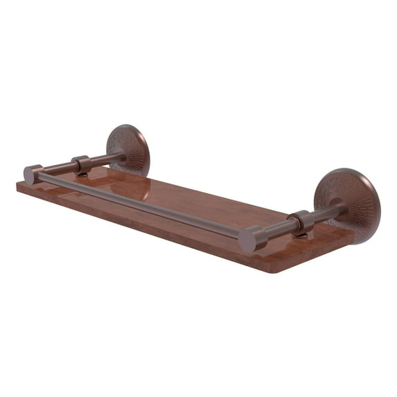 Monte Carlo Collection Solid IPE Ironwood Shelf with Gallery Rail - Antique Copper / 16 Inch