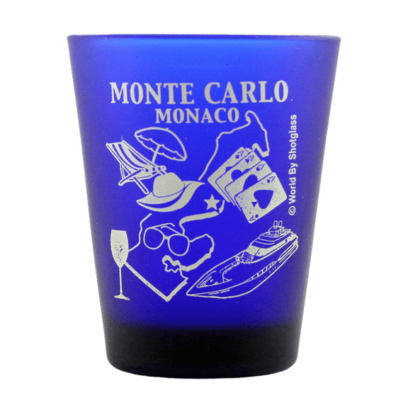 Monte Carlo Monaco Cobalt Blue Frosted Shot Glass
