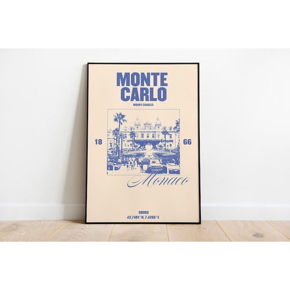 Monte Carlo Poster, Monaco City Travel Artwork