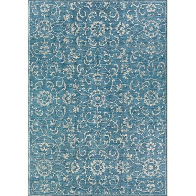 Monte Carlo Summer Vines Ocean-Ivory Indoor/Outdoor Area Rug - Multiple Sizes