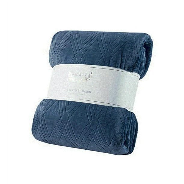 Monte & Jardin Amari Luxury Velvet Throw (Navy Blue)