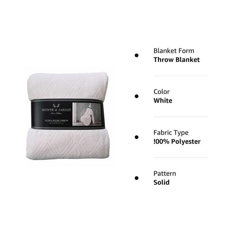 Monte Jardin Luxury Collection Ultra Plush Cozy Soft Throw Heavy Weight for Extra Warmth 60 X 70in White