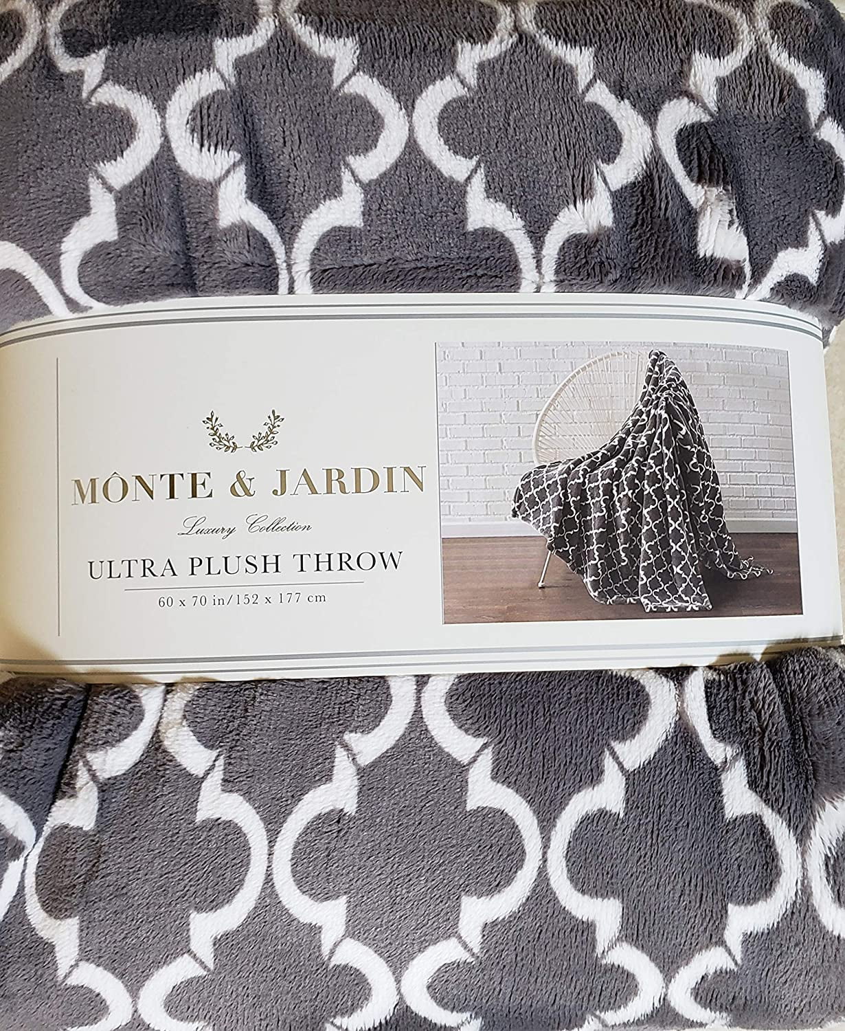 Monte & Jardin Ultra Plush Throw 60 x 70 in (Dark Grey)