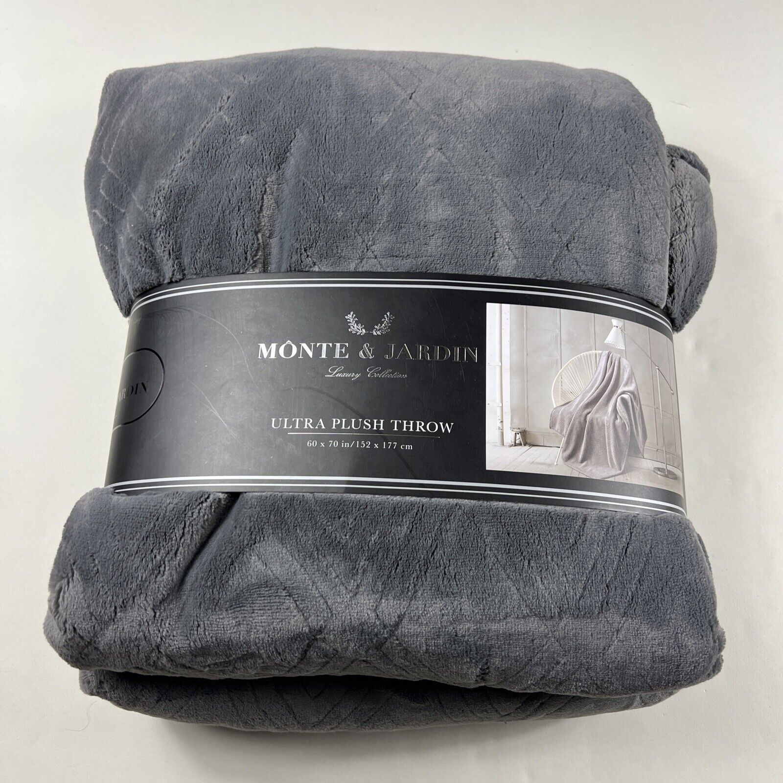 Monte & Jardin Ultra Plush Throw Blanket 60"x70" Luxury Collection Gray