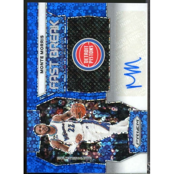 Monte Morris /49 Card 2023-24 Panini Prizm Fast Break Autographs Blue #18